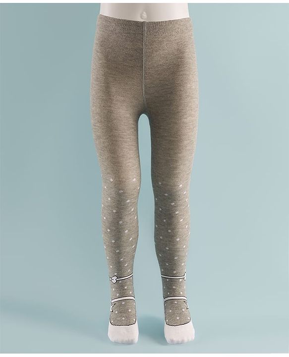 Cute Walk by Babyhug Knit Polka Dot Design Antibacterial Tights - Grey