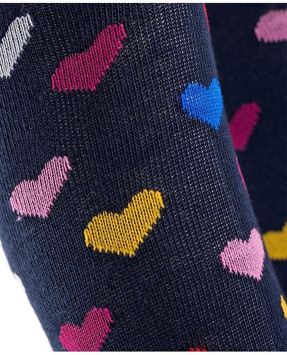 Cute Walk by Babyhug Knit Heart Design Antibacterial Tights - Navy