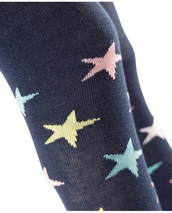 Cute Walk by Babyhug Knit Star Design Antibacterial Tights - Navy
