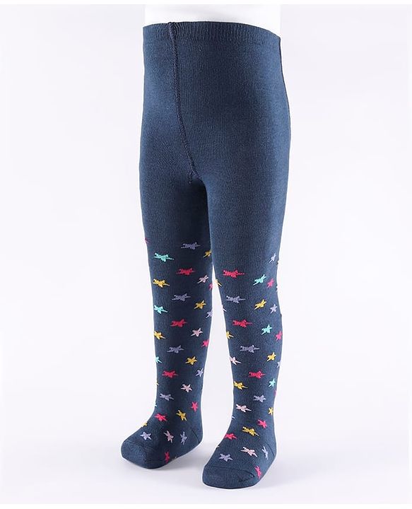 Cute Walk by Babyhug Knit Star Design Antibacterial Tights - Navy