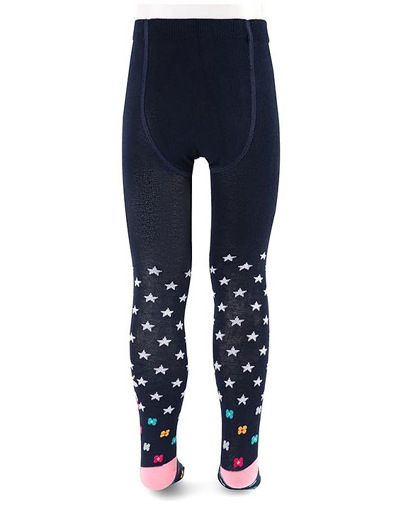 Cute Walk by Babyhug Cotton Knit Anti Bacterial Footed Tights With Unicorn Design - Navy Blue