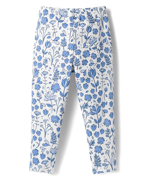 Babyhug Cotton Knit Slim Fit Full Length Leggings with Polka Dots & Floral Print Pack of 3 - Multicolor
