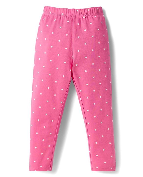 Babyhug Cotton Knit Slim Fit Full Length Leggings with Polka Dots & Floral Print Pack of 3 - Multicolor