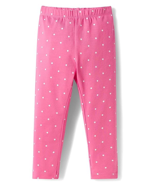 Babyhug Cotton Knit Slim Fit Full Length Leggings with Polka Dots & Floral Print Pack of 3 - Multicolor