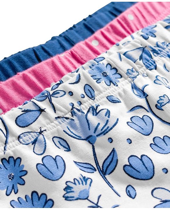 Babyhug Cotton Knit Slim Fit Full Length Leggings with Polka Dots & Floral Print Pack of 3 - Multicolor