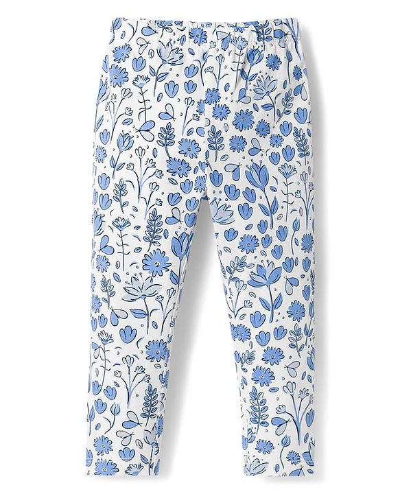 Babyhug Cotton Knit Slim Fit Full Length Leggings with Polka Dots & Floral Print Pack of 3 - Multicolor