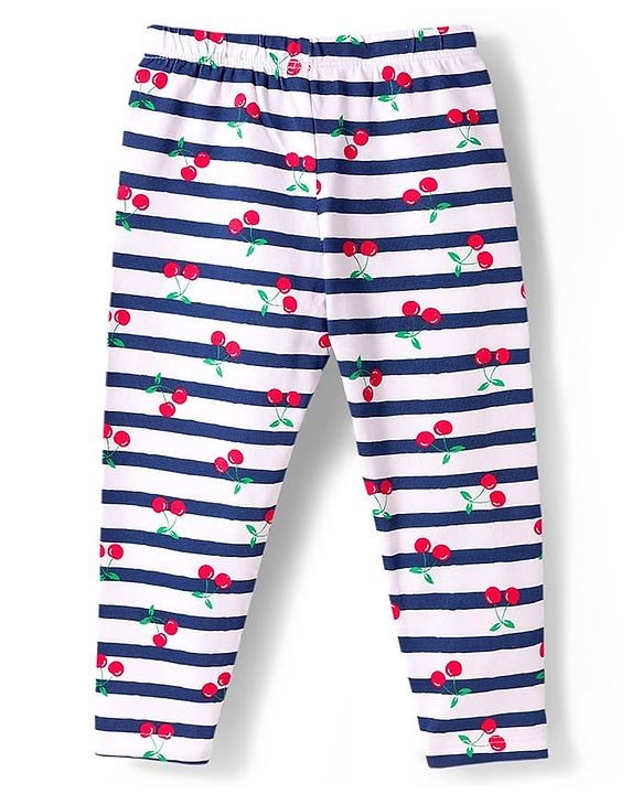 Babyhug Cotton Lycra Knit Full Length Leggings With Polka Dot Print Pack Of 3 - Blue Red & White