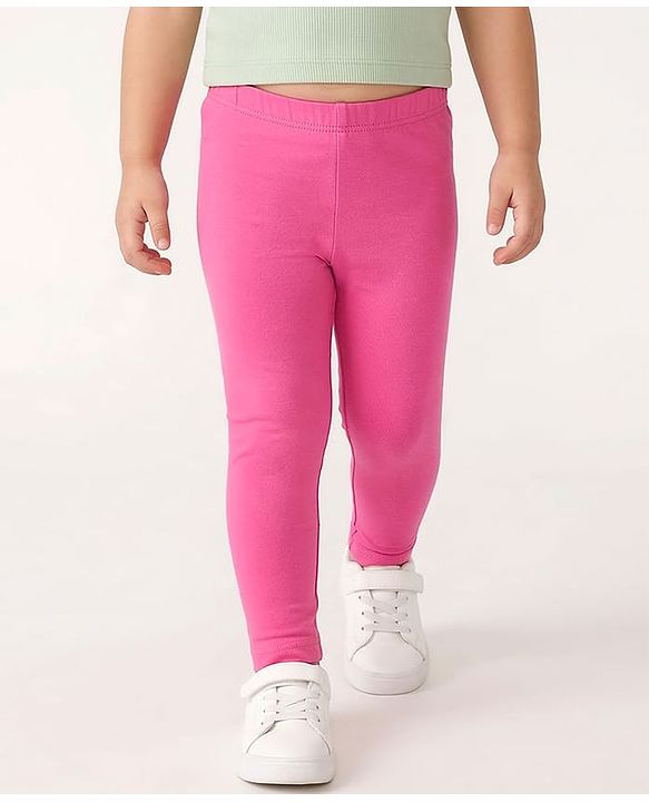 Babyhug Cotton Lycra Full Length Leggings With Floral Print Pack Of 3 - White Green & Pink