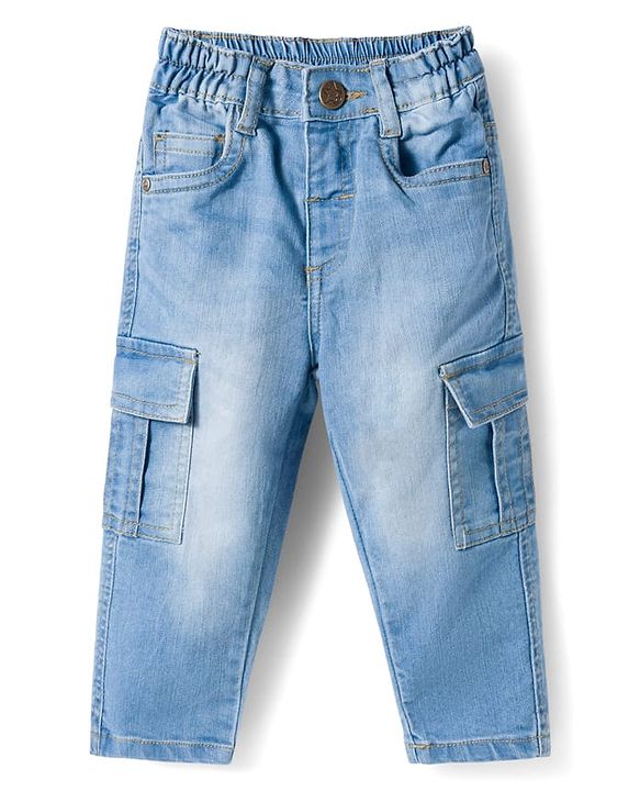 Babyhug Cotton Denim Full Sleeves Striped Shirt & Jeans Pant Set - Blue