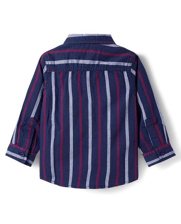 Babyhug Cotton Denim Full Sleeves Striped Shirt & Jeans Pant Set - Blue