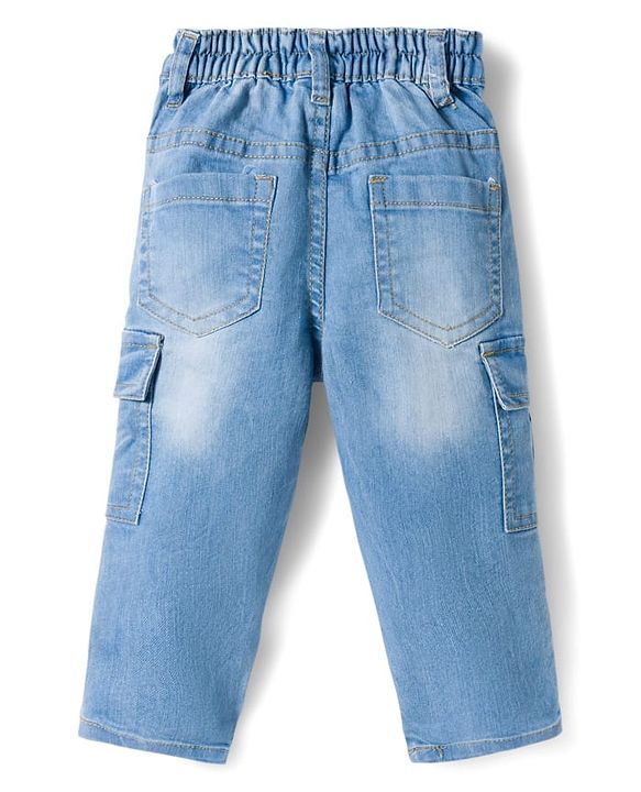 Babyhug Cotton Denim Full Sleeves Striped Shirt & Jeans Pant Set - Blue