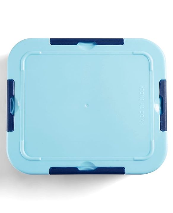 Babyhug 3 Compartment Insulated Lunch Box- Space Theme Navy Blue| 450 ml + 200 ml + 200 ml| BPA Free| Food Grade| Individual Air Tight Lids| School Lunch & Snack Box| Perfect for Travel - Blue