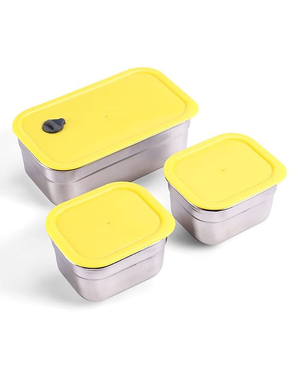 Babyhug 3 Compartment Insulated Lunch Box- Space Theme Navy Blue| 450 ml + 200 ml + 200 ml| BPA Free| Food Grade| Individual Air Tight Lids| School Lunch & Snack Box| Perfect for Travel - Blue