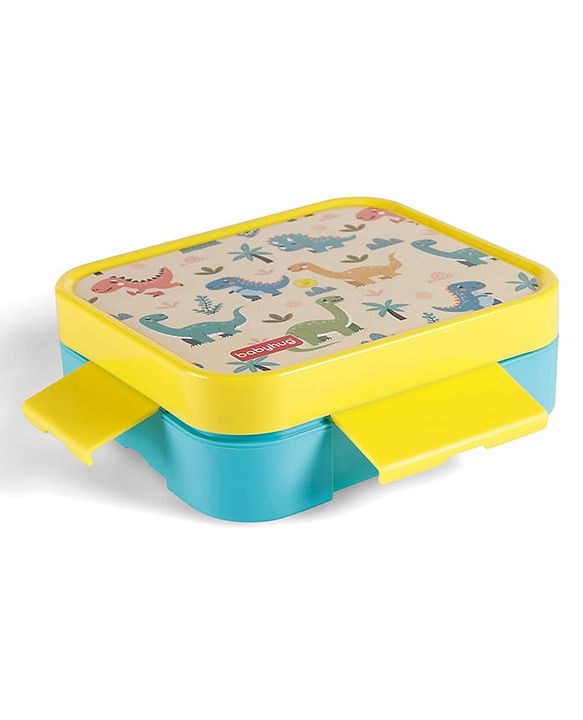 Babyhug 3 Compartment Insulated Lunch Box- Space Theme Navy Blue| 450 ml + 200 ml + 200 ml| BPA Free| Food Grade| Individual Air Tight Lids| School Lunch & Snack Box| Perfect for Travel - Blue