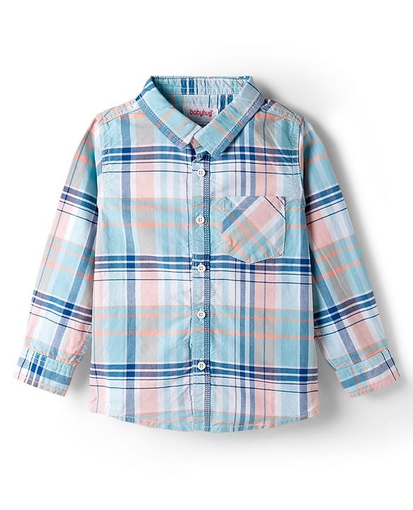 Babyhug Cotton Woven Full Sleeves Checkered Shirt & Trouser Set - Multicolor