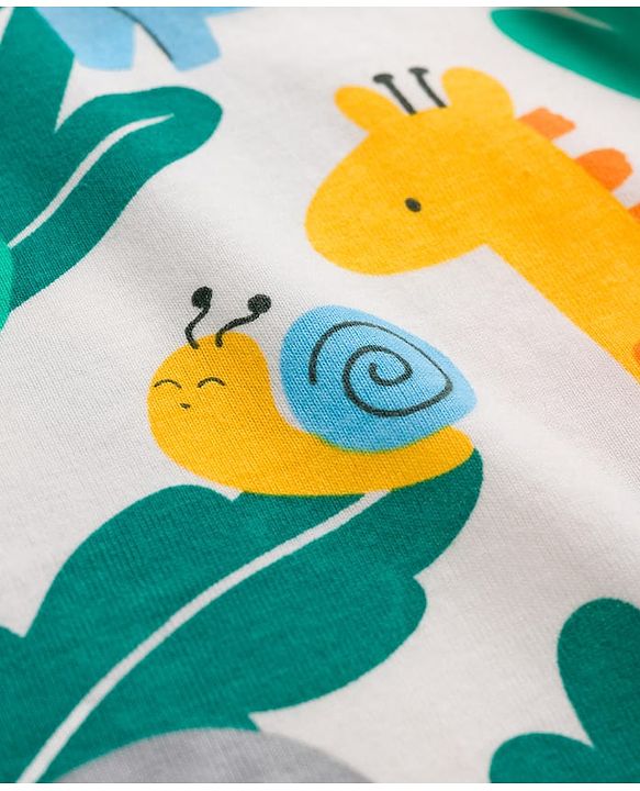 Babyhug Cotton Knit Half Sleeves T-Shirt with Jungle Theme Print - Multicolor