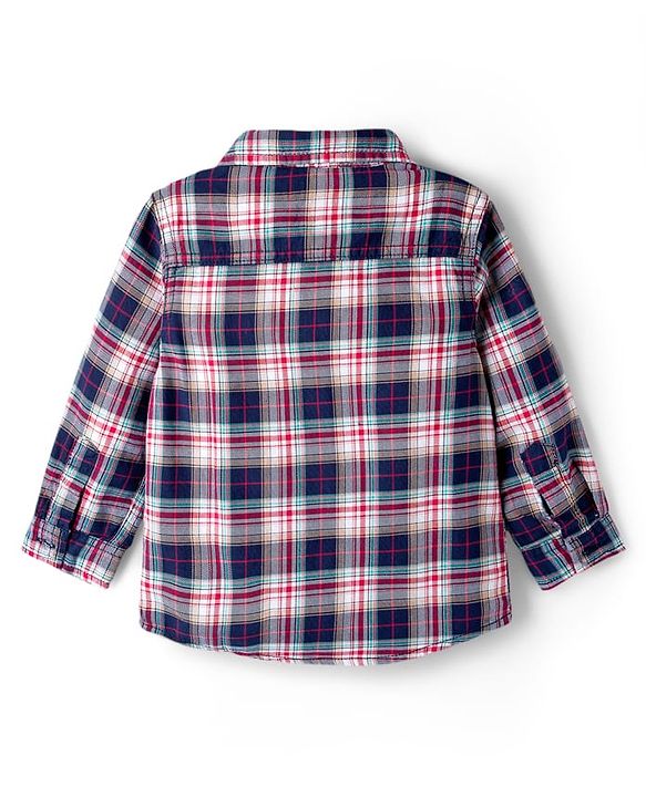 Babyhug Cotton Woven Full Sleeves Checkered Shirt & Denim Jeans Set with Detachable Hood - Multicolor