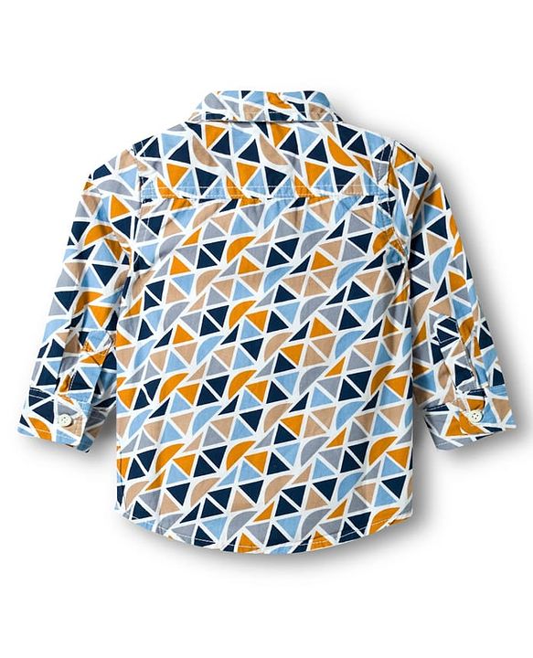 Babyhug Cotton Woven Full Sleeves Printed Shirt & Jeans Set - Multicolour & Blue