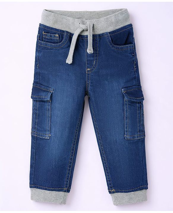Babyhug Single Jersey Knit Full Sleeves Striped Twofer T-Shirt & Denim Jeans Set - Multicolor
