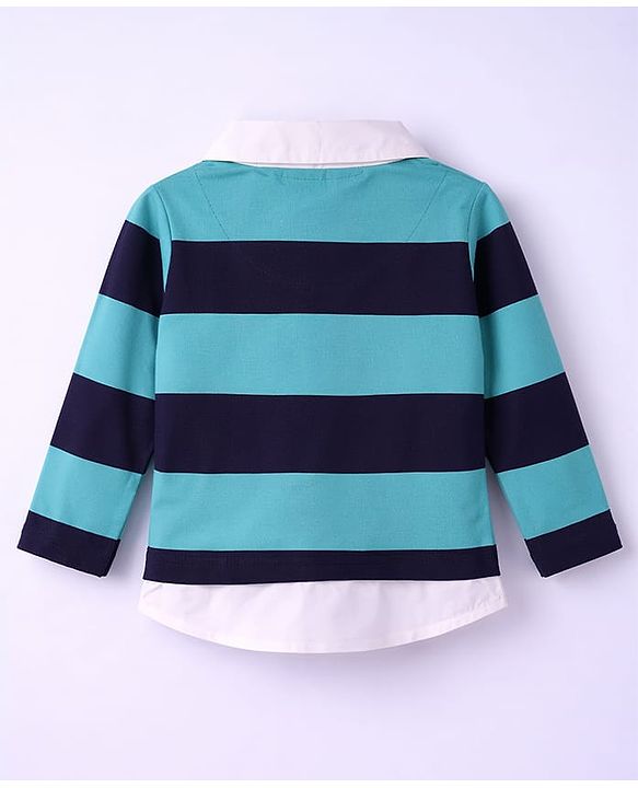 Babyhug Single Jersey Knit Full Sleeves Striped Twofer T-Shirt & Denim Jeans Set - Multicolor
