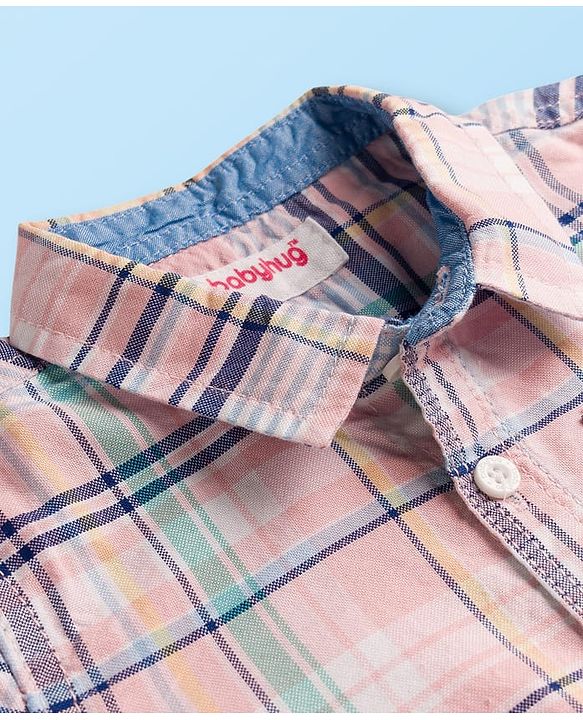 Babyhug Cotton Woven Half Sleeves Checks Shirt & Shorts Set - Multicolor & White