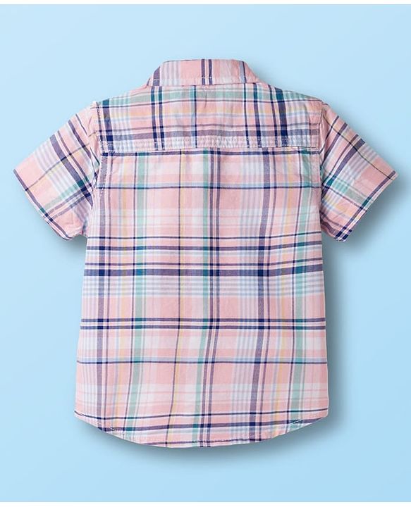 Babyhug Cotton Woven Half Sleeves Checks Shirt & Shorts Set - Multicolor & White
