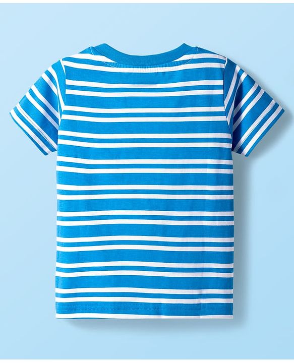 Babyhug Cotton Knit Half Sleeves Striped & Animal Printed T-Shirts Pack of 3 - Orange Blue & White