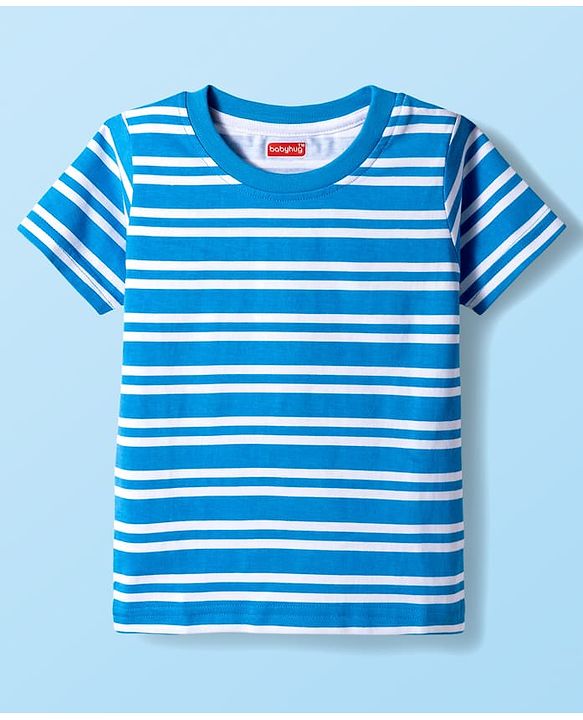 Babyhug Cotton Knit Half Sleeves Striped & Animal Printed T-Shirts Pack of 3 - Orange Blue & White