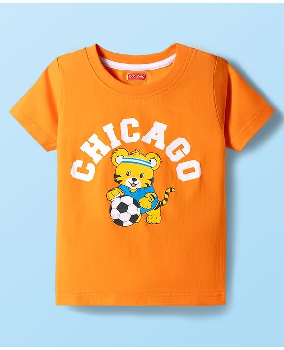 Babyhug Cotton Knit Half Sleeves Striped & Animal Printed T-Shirts Pack of 3 - Orange Blue & White