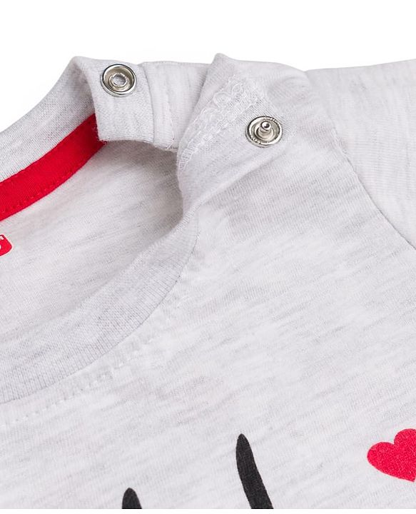 Babyhug Cotton Knit Full Sleeves Night Suit With Heart Print - White & Red