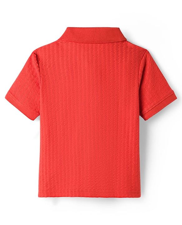 Pine Kids Cotton Knit Half Sleeves Solid Colour T-Shirt - Red