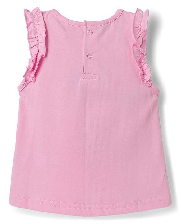 Babyhug Cotton Knit Sleeveless Top With Strawberry Print - Pink
