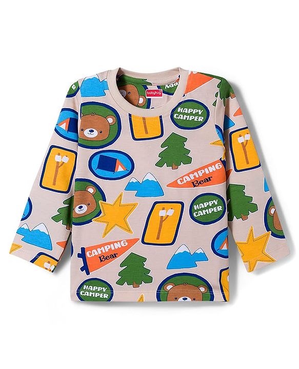 Babyhug Cotton Knit Full Sleeves Printed Co-ord Night Suit - Grey
