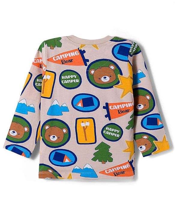 Babyhug Cotton Knit Full Sleeves Printed Co-ord Night Suit - Grey