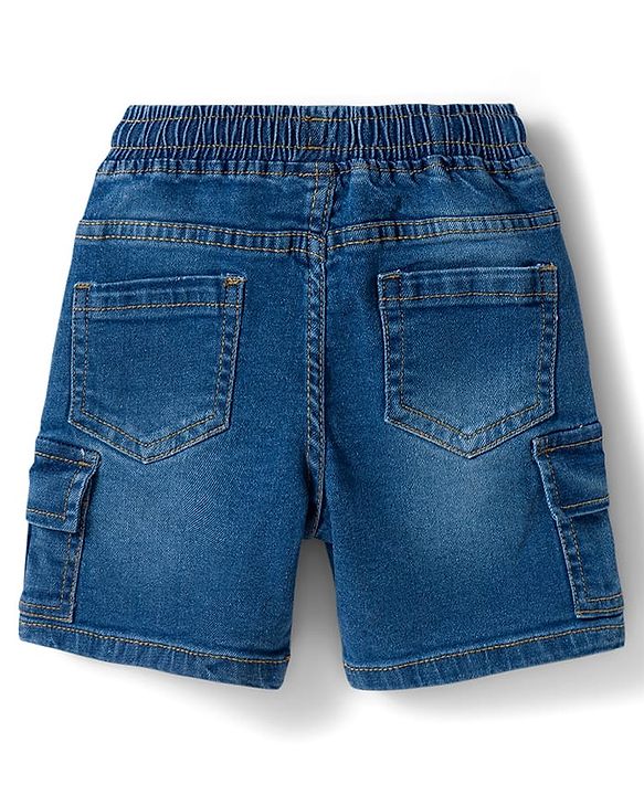 Babyhug Cotton Woven Half Sleeves Camping Printed Shirt & Denim Shorts Set - Blue