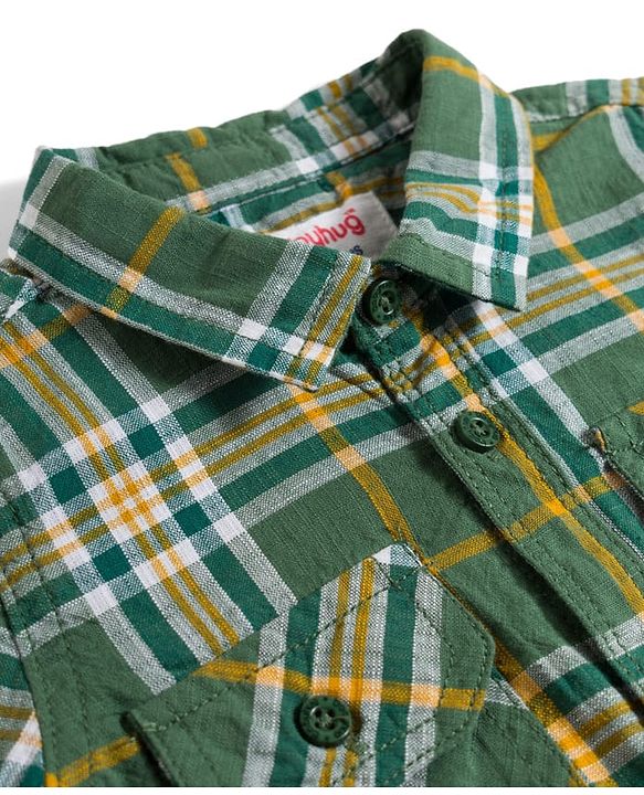Babyhug 100% Cotton Woven Half Sleeves Checks Shirt & Shorts Set - Green & Khaki