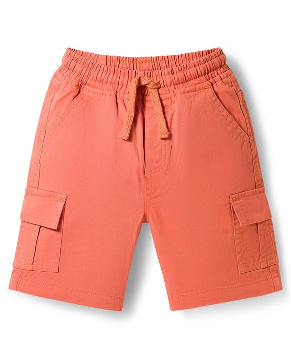 Babyhug Cotton Woven Half Sleeves Shirt & Shorts Set with Tropical Theme Print - Rust Orange & White