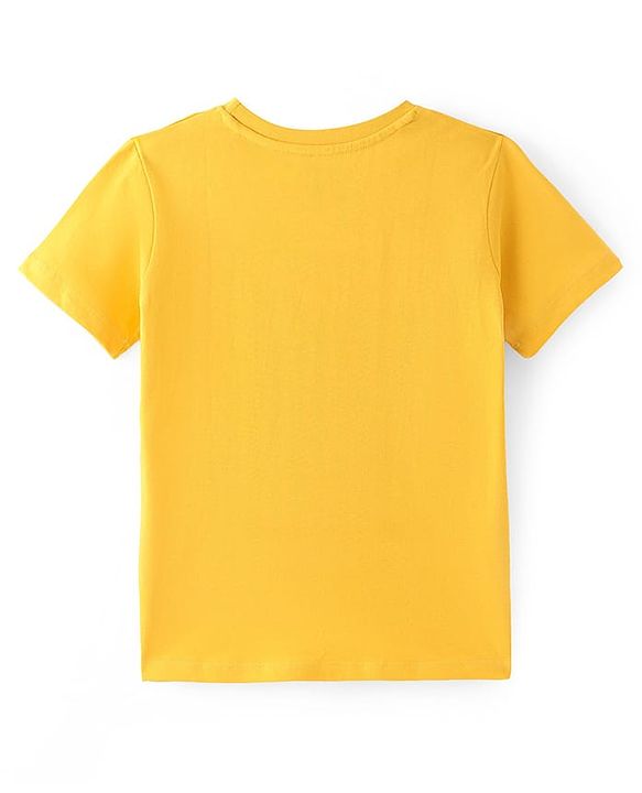 Pine Kids Cotton Knit Half Sleeves T-Shirt with Dino Graphic - Yellow