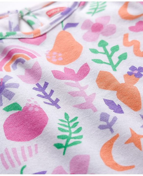 Babyhug 100% Cotton Knit Full Sleeves T-Shirt with Tropical Theme Print - White