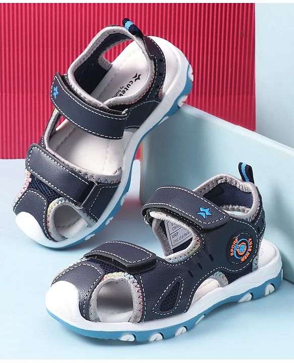 Cute Walk by Babyhug Velcro Closure Sandals - Navy Blue