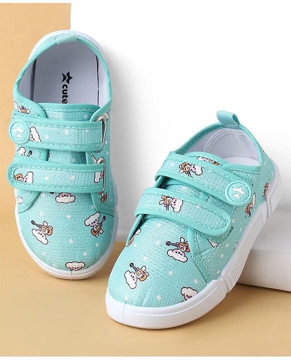 Cute Walk by Babyhug Velcro Closure Casual Shoes With Animal Print - Green