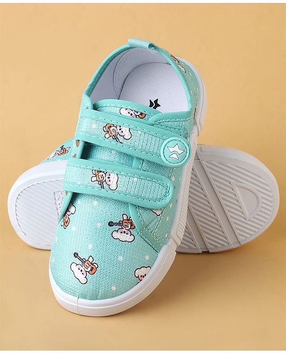 Cute Walk by Babyhug Velcro Closure Casual Shoes With Animal Print - Green