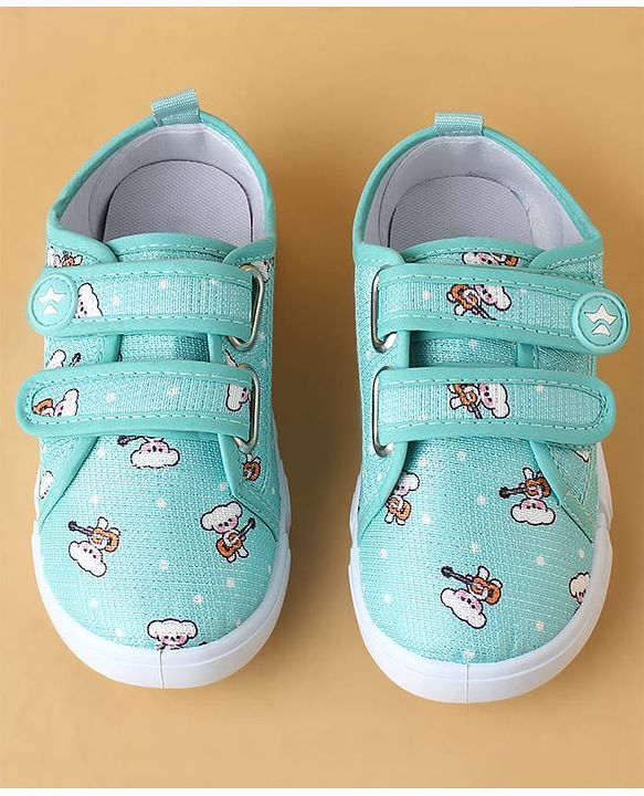 Cute Walk by Babyhug Velcro Closure Casual Shoes With Animal Print - Green