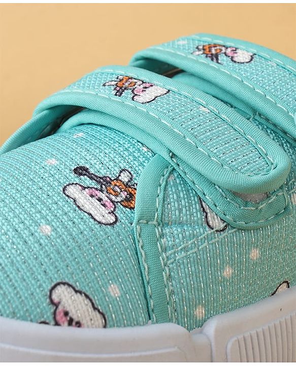 Cute Walk by Babyhug Velcro Closure Casual Shoes With Animal Print - Green