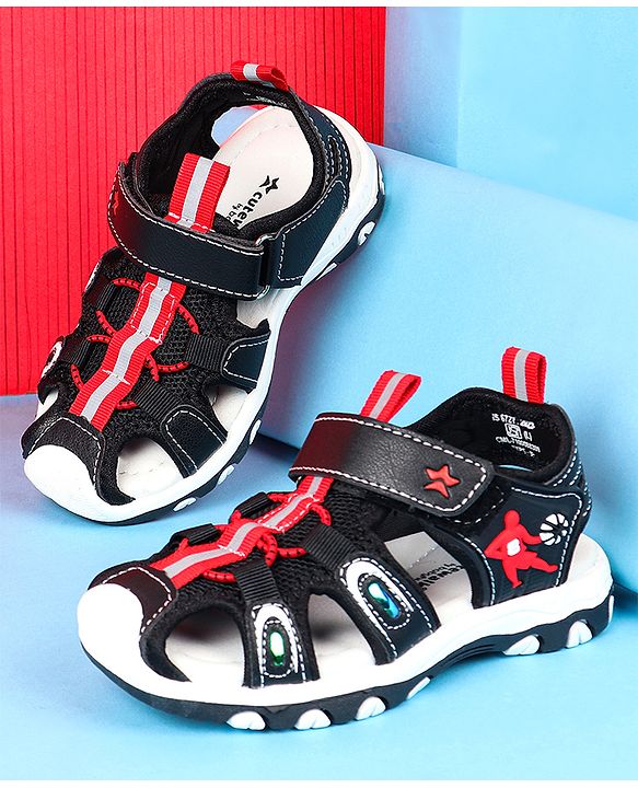 Cute Walk by Babyhug Velcro Closure Solid Sandals - Black