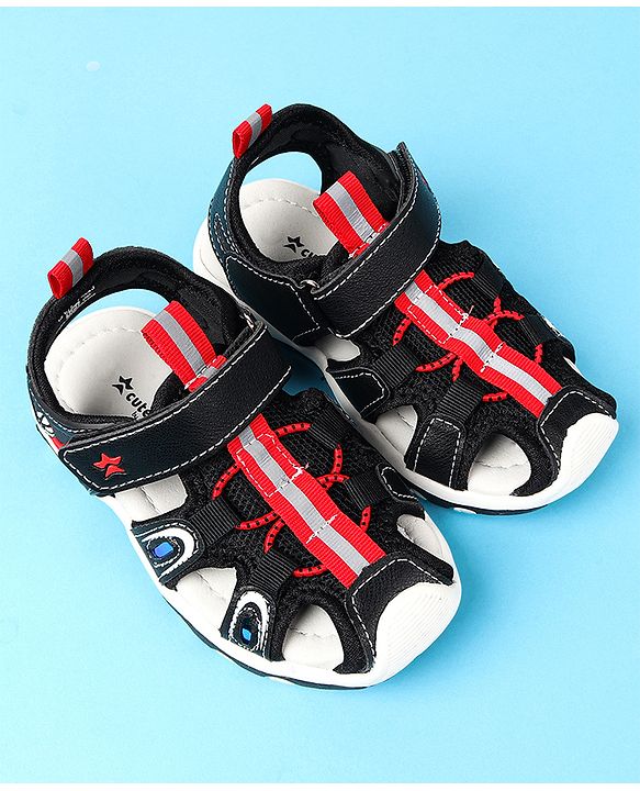 Cute Walk by Babyhug Velcro Closure Solid Sandals - Black