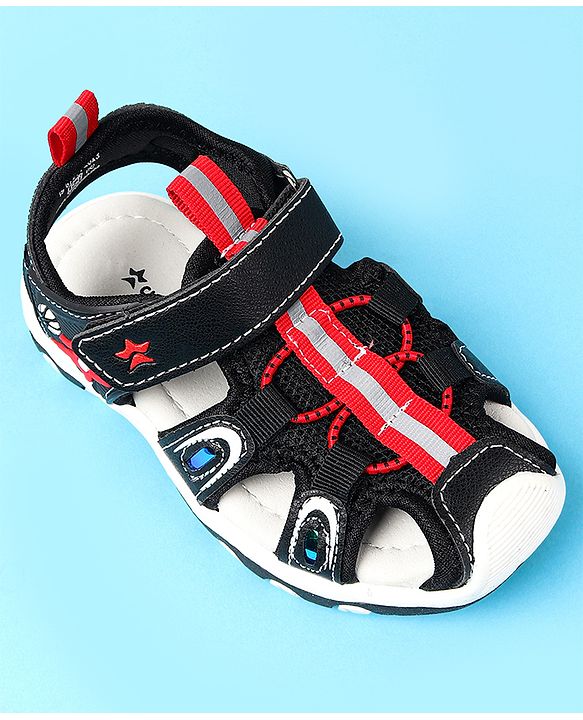 Cute Walk by Babyhug Velcro Closure Solid Sandals - Black