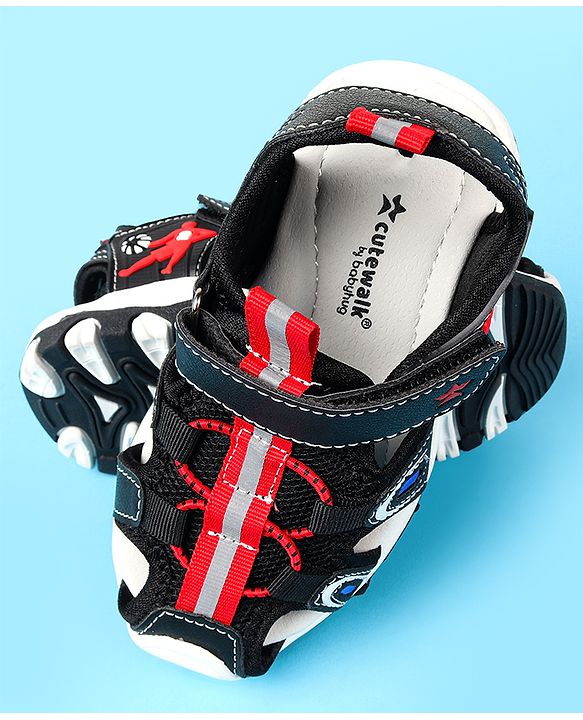 Cute Walk by Babyhug Velcro Closure Solid Sandals - Black