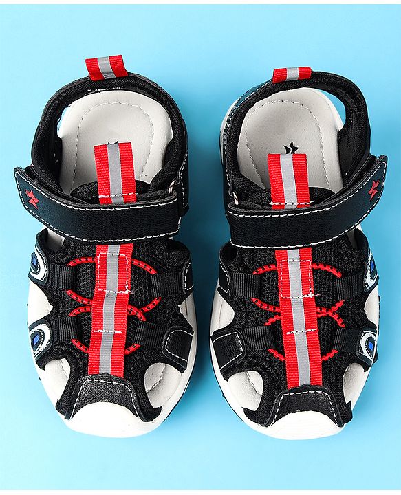 Cute Walk by Babyhug Velcro Closure Solid Sandals - Black