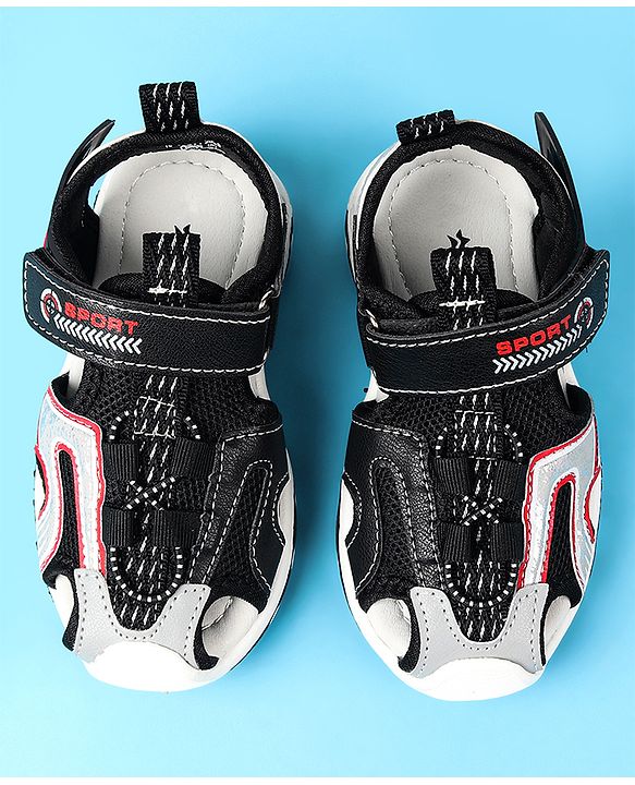 Cute Walk by Babyhug Velcro Closure Sandals With Sport Print - Black